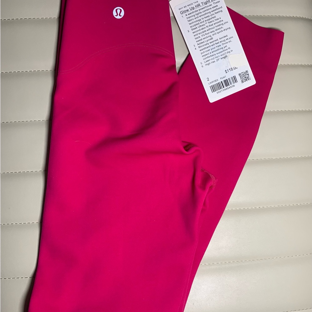 Lululemon Glow Up Super-High-Rise Tight 25"Passionate pink size 2 NWT!!!🍋